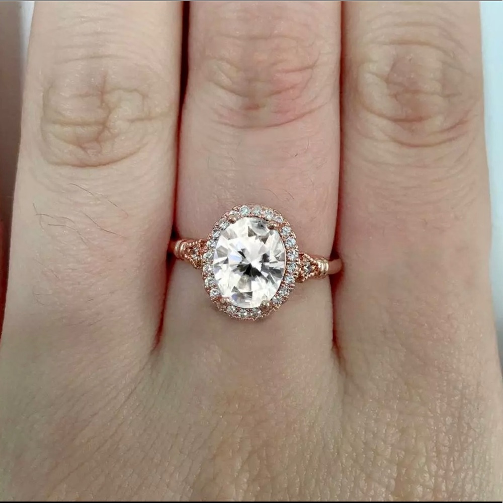 Rose Gold Diamond Wedding Bridal Engagement Ring - Picture 7 of 9